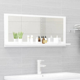 Berkfield Durable Bathroom Mirror White 90X10.5X37 Cm Engineered Wood - thumbnail 2
