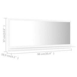 Berkfield Durable Bathroom Mirror White 90X10.5X37 Cm Engineered Wood - thumbnail 7