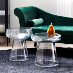 Wyld And Coco Novaglass Set Of 2 Transparent Round Glass Side Tables 37Cm, Modern Hairpin Leg Pair - thumbnail 2