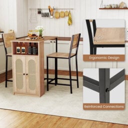3Piece Bar Table Set Dining Table And 2 Bar Stools Set W/storage - thumbnail 6