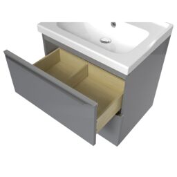 GoodHome Imandra Grey Freestanding Vanity Unit & Basin Set With 2 Chrome Effect Handle (W)604mm - thumbnail 3