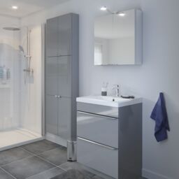 GoodHome Imandra Grey Freestanding Vanity Unit & Basin Set With 2 Chrome Effect Handle (W)604mm - thumbnail 2
