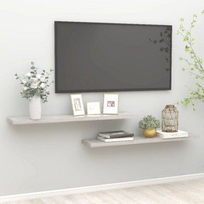 Berkfield Floating Wall Shelves 2 Pcs Concrete Grey 120X23.5X3.8 Cm Mdf - image 1