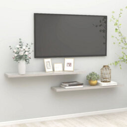 Berkfield Floating Wall Shelves 2 Pcs Concrete Grey 120X23.5X3.8 Cm Mdf - thumbnail 1