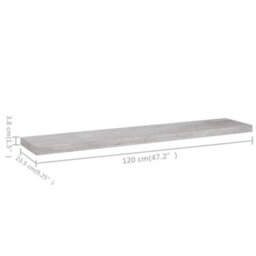 Berkfield Floating Wall Shelves 2 Pcs Concrete Grey 120X23.5X3.8 Cm Mdf - thumbnail 8