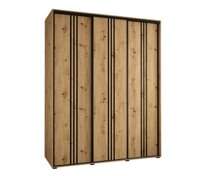 Arte Cannes Vi Sliding Door Wardrobe In Oak Artisan - Premium Laminated Board - Pvc-Finished Edges - W190Cm X H205Cm X D60Cm - image 1