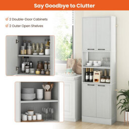Costway 190Cm Tall Kitchen Pantry Cabinet Freestanding Cupboard With Doors & Shelves - thumbnail 6