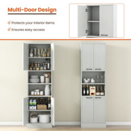 Costway 190Cm Tall Kitchen Pantry Cabinet Freestanding Cupboard With Doors & Shelves - thumbnail 7