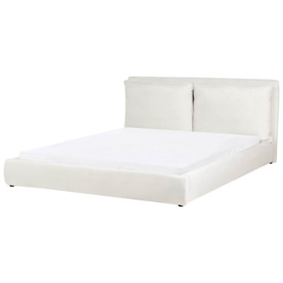 Beliani Bed Velvet Bajonna 180 X 200 Cm (Eu Super King) Off-White - image 1