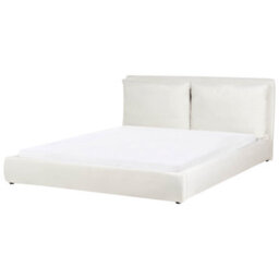 Beliani Bed Velvet Bajonna 180 X 200 Cm (Eu Super King) Off-White - thumbnail 1