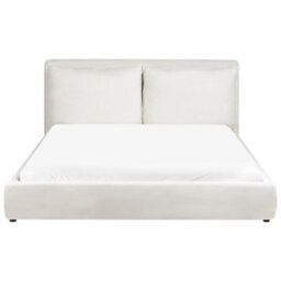 Beliani Bed Velvet Bajonna 180 X 200 Cm (Eu Super King) Off-White - thumbnail 5