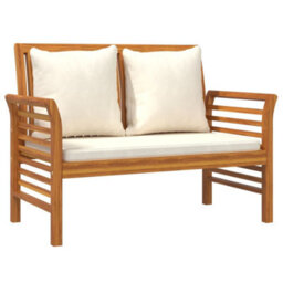 Berkfield 2 Piece Garden Lounge Set With Cream White Cushions Solid Wood - thumbnail 4
