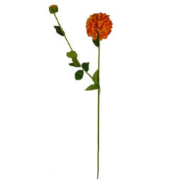 Leaf 75Cm Artificial Dahlia Pompom Flowers Orange - thumbnail 2