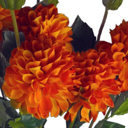 Leaf 75Cm Artificial Dahlia Pompom Flowers Orange - thumbnail 3