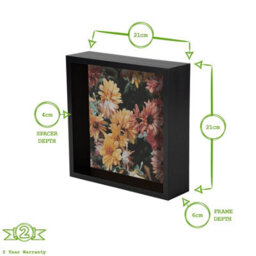 "Nicola Spring 8 X 8"" Deep Photo Frame - Black - 3D Deep Box Picture Frame Portrait Display Case (22.5 X 22.5Cm)" - thumbnail 4