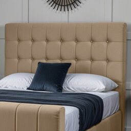 UKBEDFURNITURE Orlando Beige Plush Valvet Upholstered Bed Frame Only- Blackboard - 48 Inch Headboard - thumbnail 2