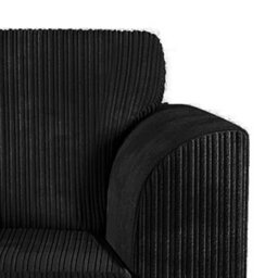 Furnishings For Less UK Luxor Jumbo Cord 2 + 1 + 1 Fabric 3 Piece Sofa Suite - Scatter Back Black - thumbnail 5