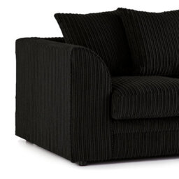 Furnishings For Less UK Luxor Jumbo Cord 2 + 1 + 1 Fabric 3 Piece Sofa Suite - Scatter Back Black - thumbnail 3