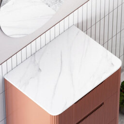 Royal Bathrooms Avenza 600mm Terracotta Clay Floor Standing Bathroom Vanity Unit 2 Door Carrara White Undrilled Worktop& No Basin - thumbnail 8