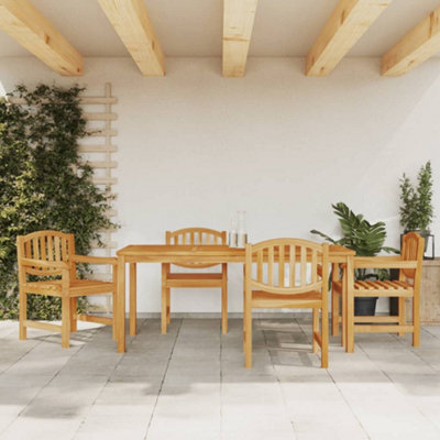 Berkfield 5 Piece Garden Dining Set Solid Wood Teak - image 1