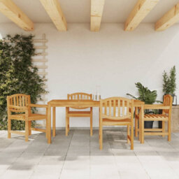 Berkfield 5 Piece Garden Dining Set Solid Wood Teak - thumbnail 1