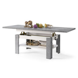 Heze Furniture Runa 2 In 1 Extending Coffee / Dining Table 130-170Cm - Concrete / White - thumbnail 5