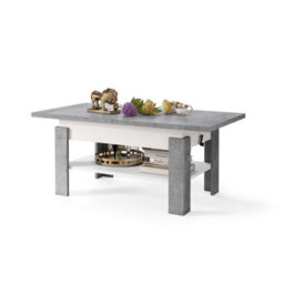 Heze Furniture Runa 2 In 1 Extending Coffee / Dining Table 130-170Cm - Concrete / White - thumbnail 4