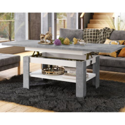 Heze Furniture Runa 2 In 1 Extending Coffee / Dining Table 130-170Cm - Concrete / White - thumbnail 2