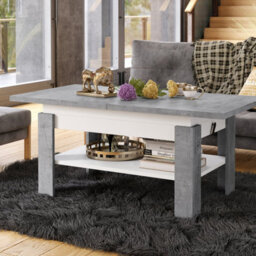 Heze Furniture Runa 2 In 1 Extending Coffee / Dining Table 130-170Cm - Concrete / White