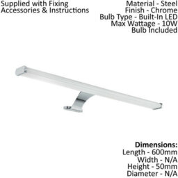 Wall/mirror Light Colour Chrome Shade White Plastic Bulb Led 10W Included - thumbnail 2