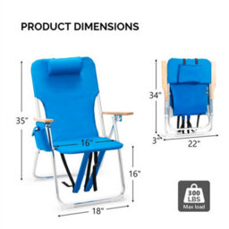Folding Tall Backpack Beach Chair Heavy Duty Camping Chairs For Outdoor Garden - thumbnail 2
