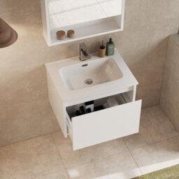 Banyetti Mino 600mm Wall Hung Vanity Unit With Athena Basin - Gloss White - thumbnail 4