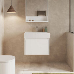 Banyetti Mino 600mm Wall Hung Vanity Unit With Athena Basin - Gloss White - thumbnail 2