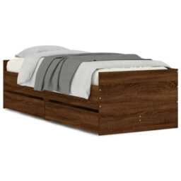 Berkfield Bed Frame Without Mattress Brown Oak 75X190 Cm Small Single Small Single - thumbnail 2