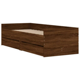 Berkfield Bed Frame Without Mattress Brown Oak 75X190 Cm Small Single Small Single - thumbnail 3
