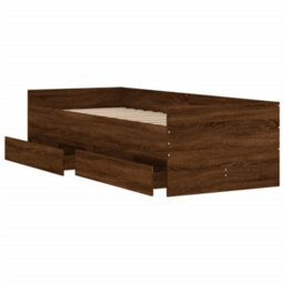 Berkfield Bed Frame Without Mattress Brown Oak 75X190 Cm Small Single Small Single - thumbnail 5