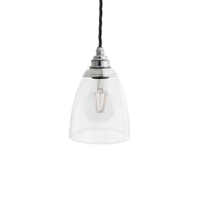 Dickens Clear Glass Pendant Light With Oxford Cap - Nickel - Se Home