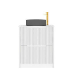Royal Bathrooms Avenza 700mm Matt White Floor Standing Countertop Bathroom Vanity Unit 2 Drawer With Art Round Black Basin - thumbnail 6
