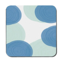 Benjamin Tate Design Blue Circular Print Placemats And Coasters Set With Wood Bottom Designer Artwork Limited Edition - thumbnail 3