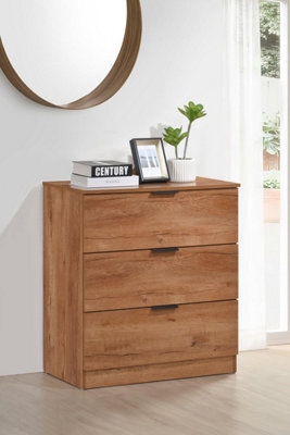 Richmond Chestnut Oak 3 Drawer Chest Of Drawers Bedroom Storage Furniture - image 1