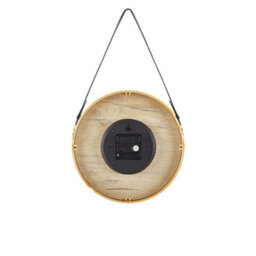 Beliani Heritage Home Wall Clock - 26 Cm Brown Mdf Frame With Faux Leather Hanger - thumbnail 3