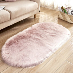 Living And Home Pink Oval Soft Shaggy Rug Kids Rooms Decor Floor Rugs Rugs For Living Room 90Cm L X 60 Cm W