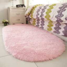 Living And Home Pink Oval Soft Shaggy Rug Kids Rooms Decor Floor Rugs Rugs For Living Room 90Cm L X 60 Cm W - thumbnail 3