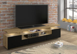 Arte Modern Eva Tv Cabinet In Oak Artisan And Black With Led W1800mm X H510mm X D420mm - thumbnail 4