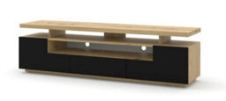 Arte Modern Eva Tv Cabinet In Oak Artisan And Black With Led W1800mm X H510mm X D420mm