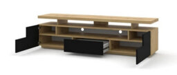 Arte Modern Eva Tv Cabinet In Oak Artisan And Black With Led W1800mm X H510mm X D420mm - thumbnail 2