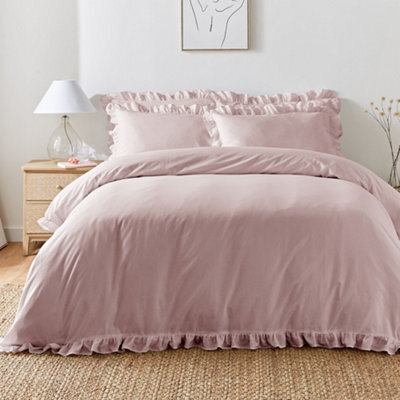 Appletree Cassia Frill 100% Cotton Relaxed Look Lavender Duvet Cover Set - image 1