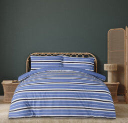 Smart Living Printed Reversible Polycotton Banded Stripe Duvet Cover And Pillowcase - thumbnail 2