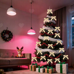 Amorly 24Pcs Pre Made Velvet Christmas Bows With Twist Ties, Soft Bow Knot Ornaments For Christmas Tree, Garland Holiday Craft Decoration - thumbnail 4