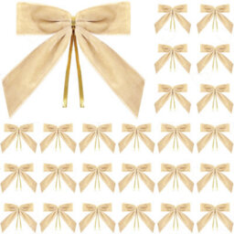 Amorly 24Pcs Pre Made Velvet Christmas Bows With Twist Ties, Soft Bow Knot Ornaments For Christmas Tree, Garland Holiday Craft Decoration - thumbnail 1